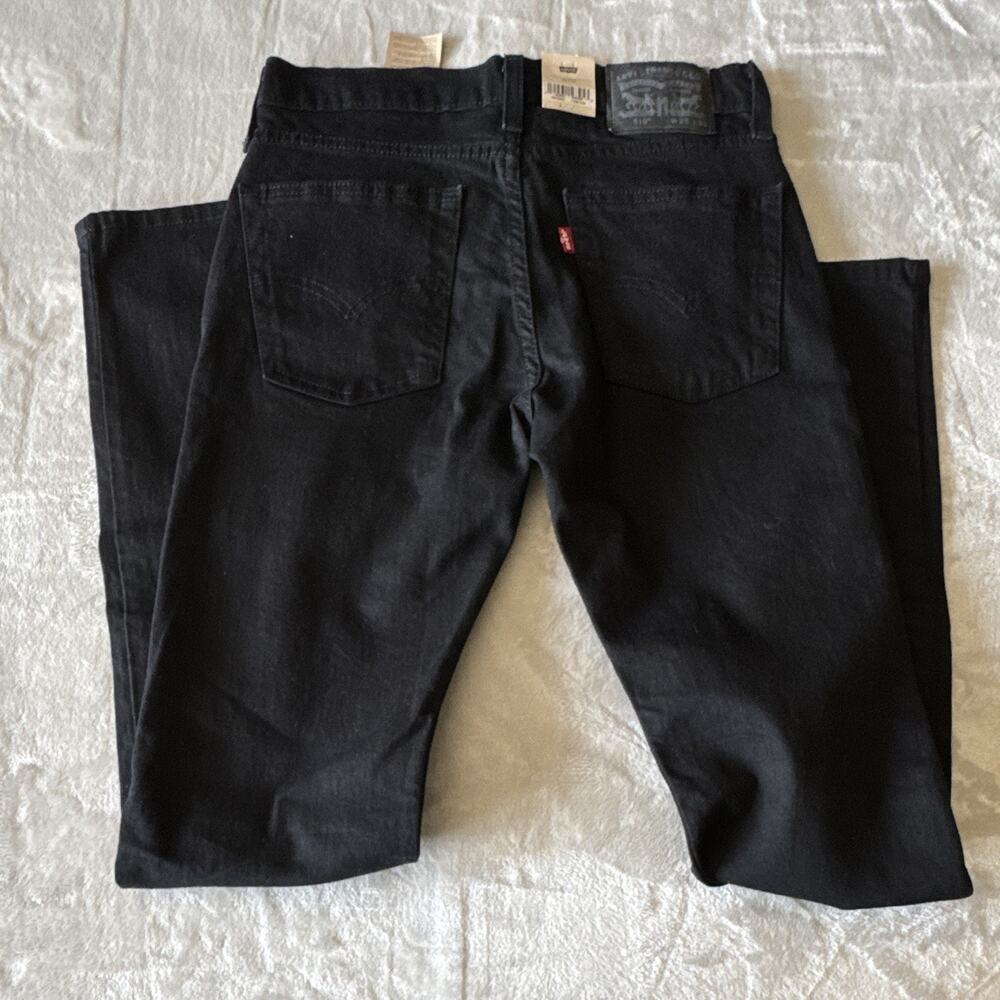 Levi's 510 NEW Men Skinny Jeans 29x34 Black Dark Wash Stretch Denim 5-Pocket Zip